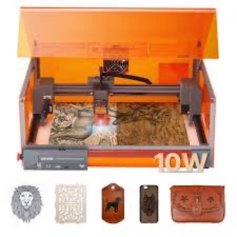 Laser Engraving and Cutting Machine, 10W 360° Enclosure Laser Engraver Pre-Assembled High-Precision 
