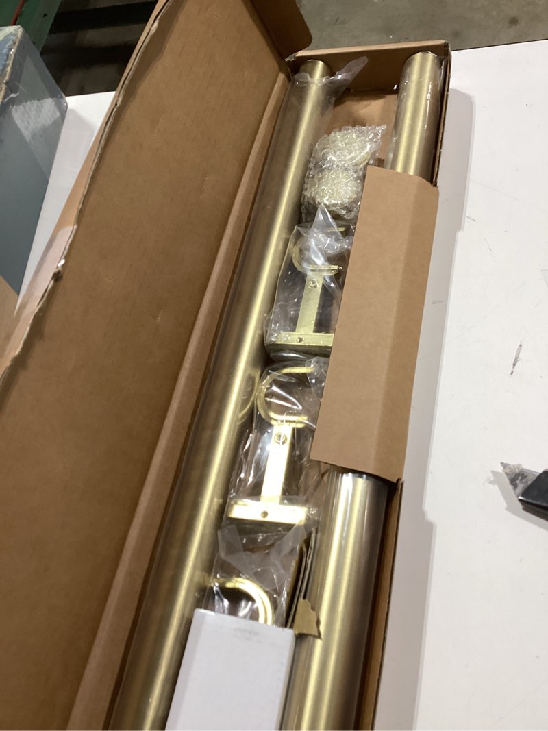 Condition photo showing Good Condition for BlastHome® Non-Adjustable Luxury Curtain Rods for Windows, 1 ¼” Rod Set, 8 foot Fixed Length (Two Rods Connect for a Seamless Look), Brushed Gold Single Rod Brushed Gold 8 foot