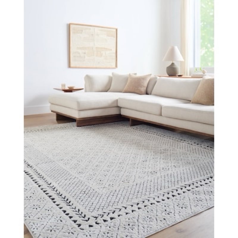 Style Selections Lost Stone 8 x 10 (ft) Loomed Polyester White Rectangular Indoor Tribal Global