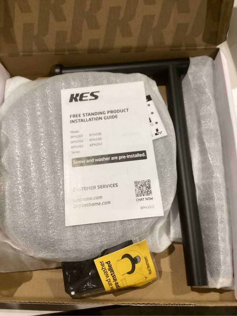 Condition photo showing Good Condition for KES Bathroom Toilet Paper Holder Stand Modern Tissue Roll Holder SUS304 Stainless Steel Rustproof Freestanding 20.2" H, Matte Black BPH283S1-BK Matte Black 20.2" H