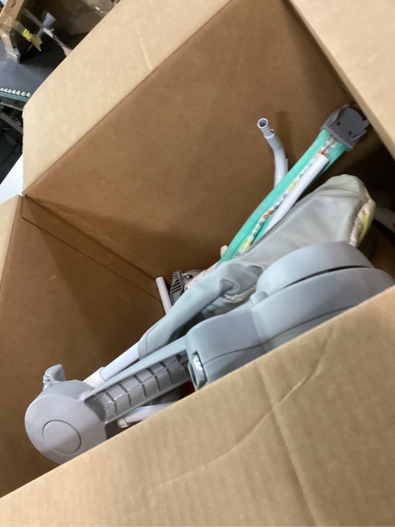 Condition photo showing As Is for Bright Starts Portable Automatic 6-Speed Baby Swing with Adaptable Speed, Taggies, Music, Removable-Toy-Bar, 0-9 Months 6-20 lbs (Whimsical Wild)