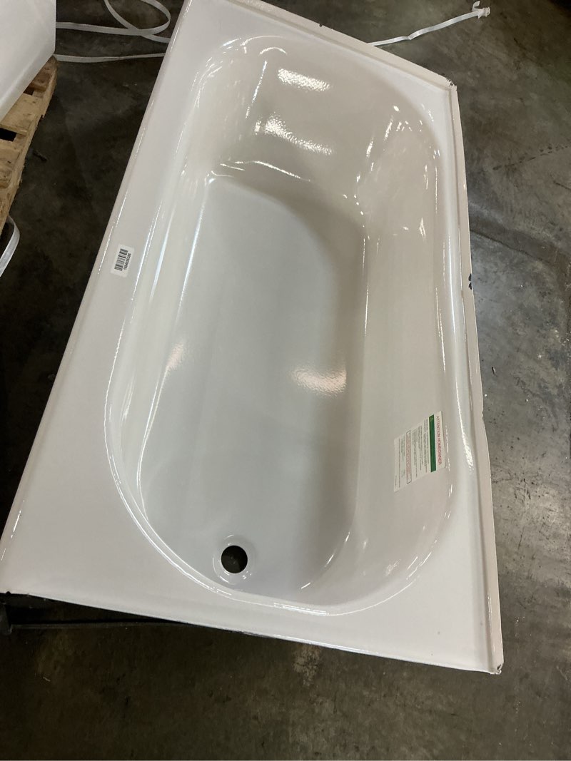 Condition photo showing As Is for maax pro steel white porcelain enameled steel rectangle alcove soaking bathtub 