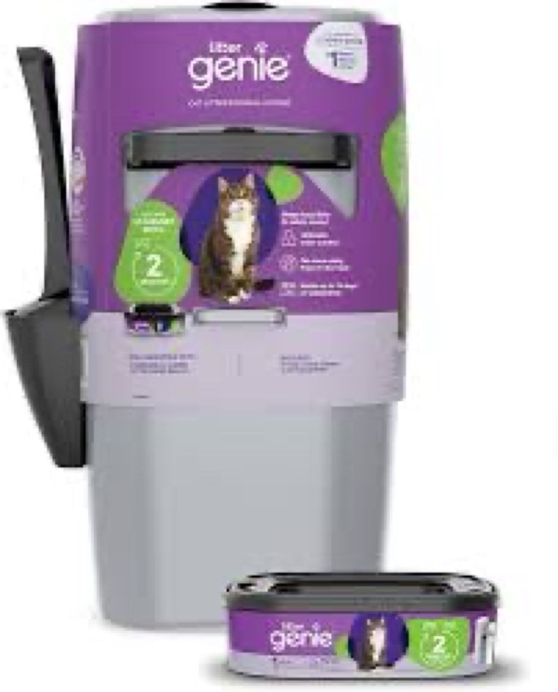 Litter Genie Standard Pail (Silver) | Cat Litter Box Waste Disposal System for Odor Control | Includ