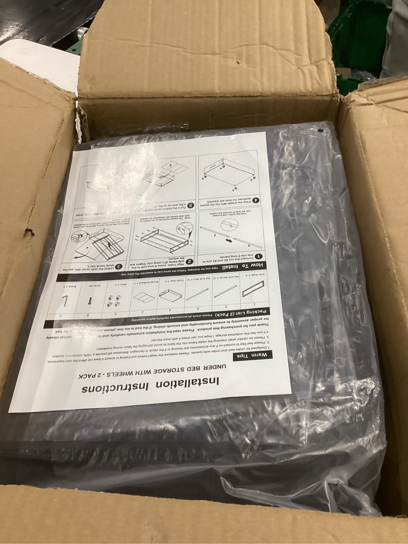 Condition photo showing Good Condition for Under Bed Storage with Wheels, XXL 60L Under the Bed Storage Bins, Underbed Storage Containers with Lids & Label, Rolling Metal Drawer for Shoes, Clothes, Books, Toys (4-Pack Black)