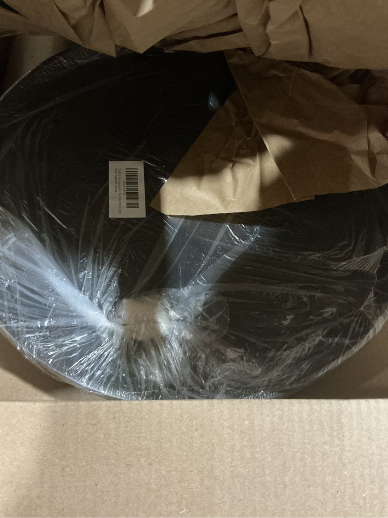 Condition photo showing As Is for topzea 3 pack large restaurant serving tray, 18 inch plastic black round server tray, non-slip rubber lined bar drink trays cafeteria buffet food service trays for coffee table, kitchen, party