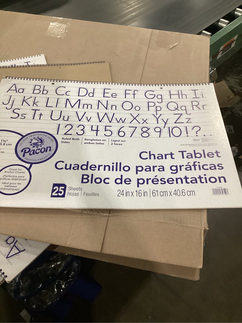 Condition photo showing Good Condition for pacon® chart tablet, 24" x 16", 1 1/2" ruled, 25 sheets manuscript cover, 1 1/2" ruled 24"x16" white