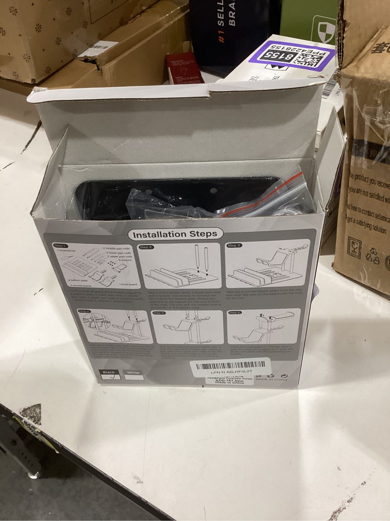 Condition photo showing New/Like New for KDD Headphone Stand, Controller Holder & Headset Holder for Desk, Earphone Stand with Aluminum Supporting Bar, Universal Storage Organizer Headphones/Controller/Switch/Mobile Phone Black-New