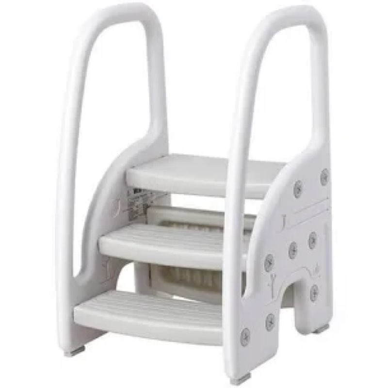 toddler step stool for bathroom sink,adjustable 3 step stool for kids,kitchen standing tower,children learning helper stool with safety handles and non-slip pads,grey