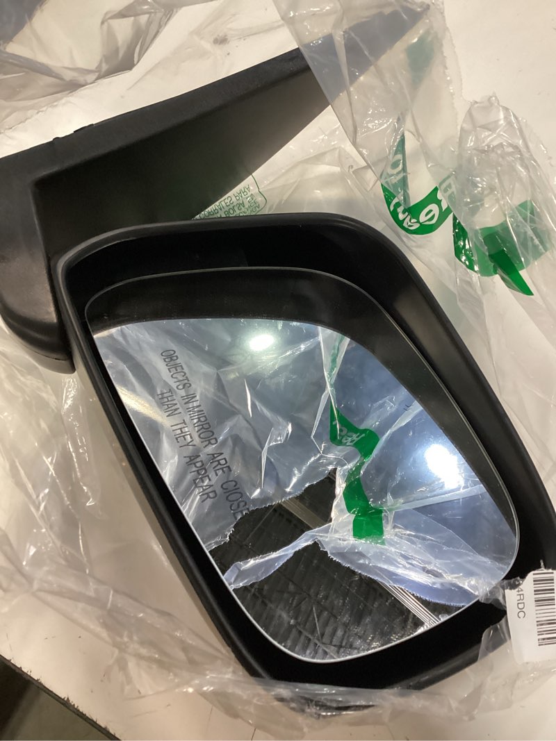 Condition photo showing As Is for right passenger side mirror compatible with nissan frontier 2005-2021 power manual folding non-heated black right passenger side