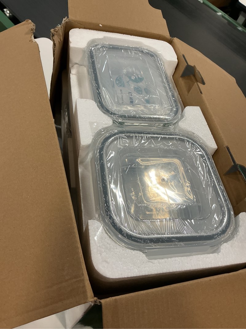 Condition photo showing Good Condition for HOMBERKING 24pc Glass Food Storage Containers with Lids, Glass Meal Prep Containers, Airtight Bento Boxes, BPA Free & Leak Proof, Pantry Kitchen Storage(12 lids & 12 Containers) - Gray Light Grey