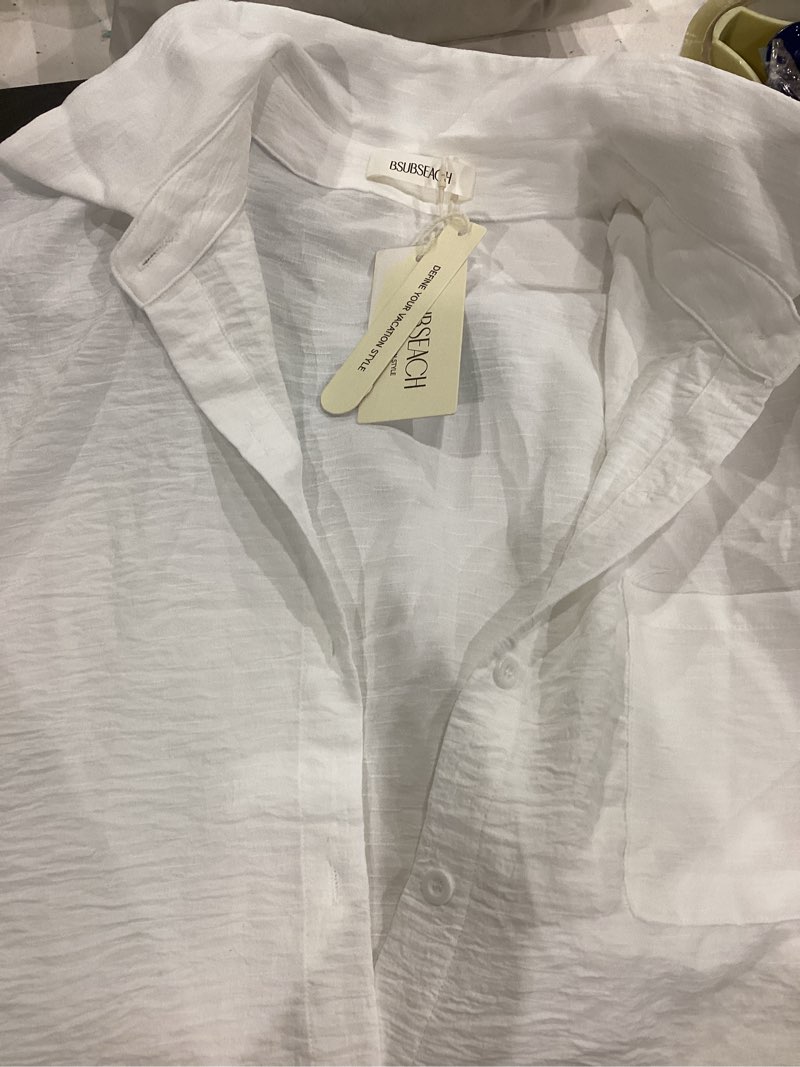 Condition photo showing Good Condition for bsubseach women swimsuit coverup shirt dress button down bathing suit cover up beachwear white medium
