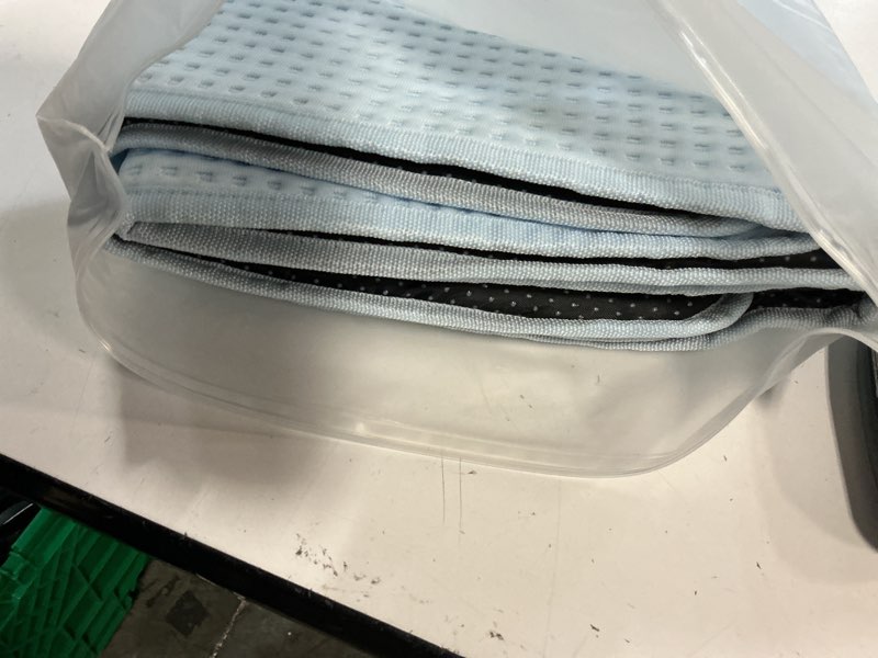 Condition photo showing As Is for spark paws frostcore dog cooling mat - non gel self cooling pet pad | ice cold feel on contact – machine washable for crates, indoor & outdoor use, small, medium & large dogs hearts blue 44.9" x 33.2" (xx-large)