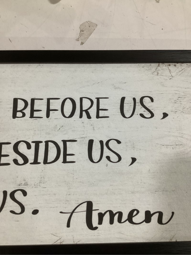 Condition photo showing Good Condition for bless the food before us wall decor: farmhouse rustic kitchen signs wall decor framed hanging wall plaques 12" x 40",inspirational quotes the family beside us signs bless the food before us 12"x40"