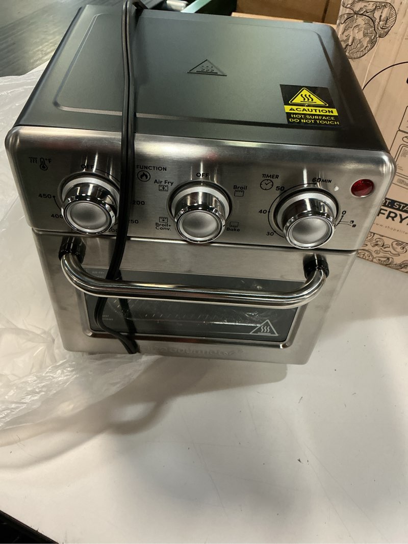 Condition photo showing Good Condition for elite gourmet eaf0852ss 8.5qt. capacity air fryer oven, air fry, broil, toast, bake & broil with convection, time and temperature controls, 800-watts, includes 25 delicious recipes, stainless steel