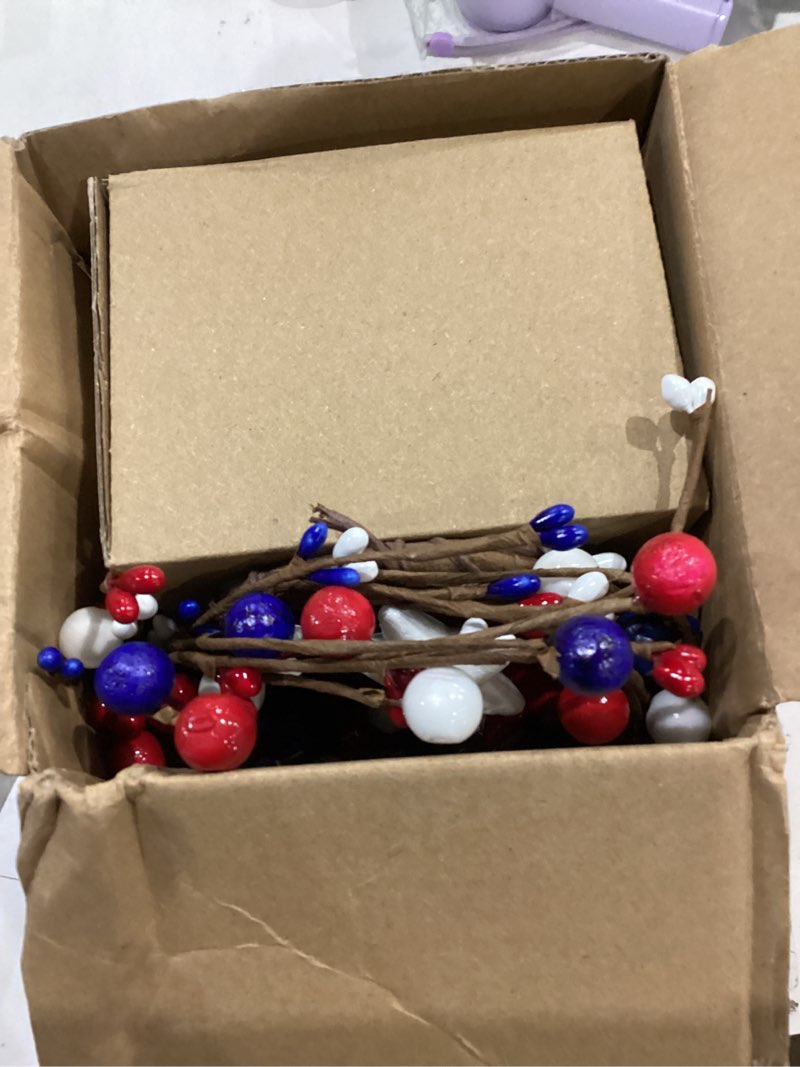 Condition photo showing New/Like New for yunlly 3 set mini patriotic candle rings wreaths with flameless pillar candles 3 inch red white blue star mixed berries pip berry wreaths for 4th of july memorial independence day tabletop decor
