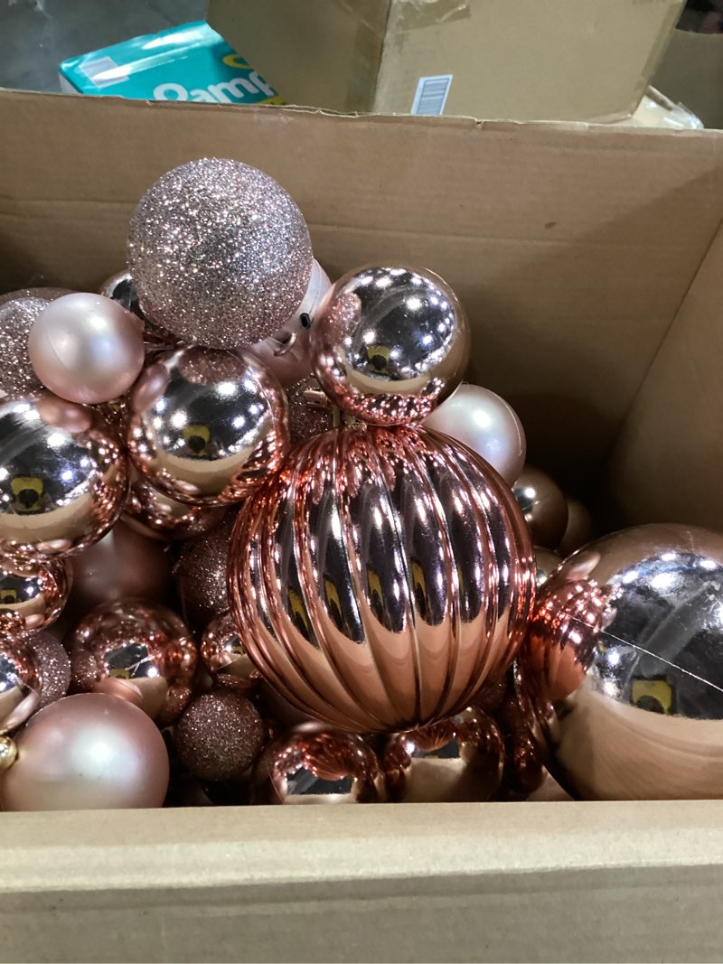 Condition photo showing Good Condition for 9.8 Ft Christmas Ball Garland Ornaments Bauble Garland Glitter Shatterproof Christmas Tree Ball Ornaments for Xmas Party Supplies Home Indoor Outdoor Decoration(Rose Gold)