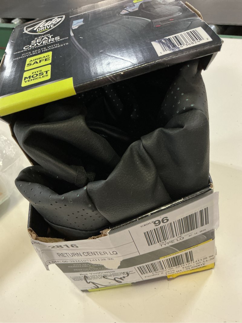 Condition photo showing As Is for auto drive 2piece gtr black/teal car seat cover- universal fit, 24sc227