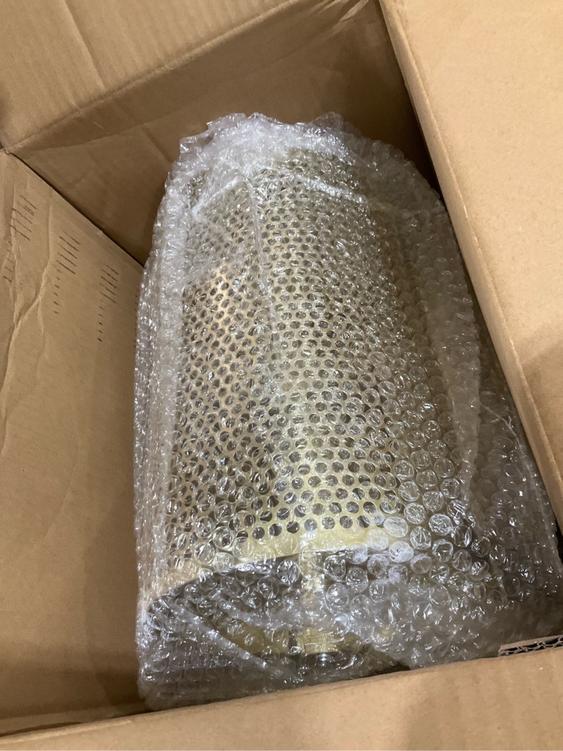 Condition photo showing New/Like New for vivohome 11 inch x 8 inch brass plated raffle drum lottery spinning drawing with wooden turning handle holds 2500 tickets small 11 inch x 8 inch