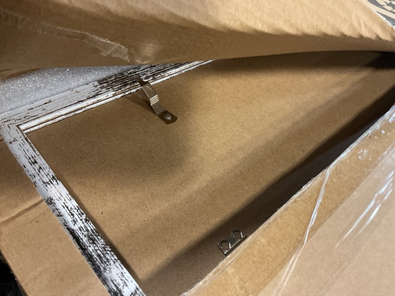 Condition photo showing Good Condition for hongkee 13x39 puzzle frame 2 packs, real glass and distressed white wood frame, display panoramic 13 x 39 picture frames - horizontal or vertical wall mounting 13x39 in distressed white