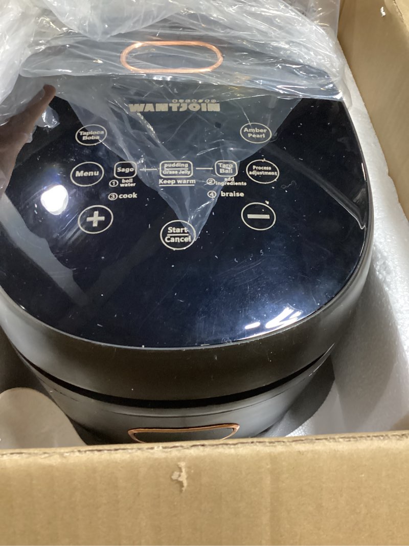Condition photo showing As Is for wantjoin boba maker machine commercial boba cooker commercial boba pearl maker for bubble tea milk tea boba pot for tapioca pearls for restaurants milk tea stores dessert stores lounge bars 110v 5.3 quarts black