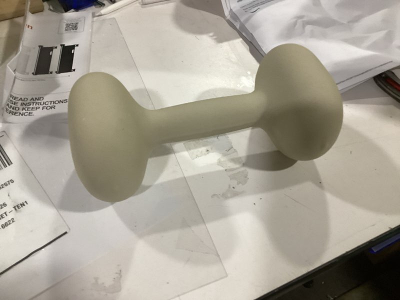 Condition photo showing As Is for **incomplete**(only 1)yottoy weights dumbbells set for women,2-15 pound dumbbells set of 2, non-slip hand weights for home workouts, portable strength training neoprene dumbbells white 15lb-pair