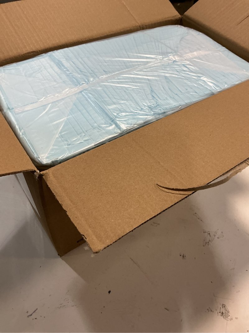 Condition photo showing New/Like New for Amazon Basics Puppy Pads with Quick-Dry 5-Layer Leak-Proof Design for Potty Training, X-Large Size 28 x 34 Inch, Pack of 40, Blue & White X-Large (40 Count)