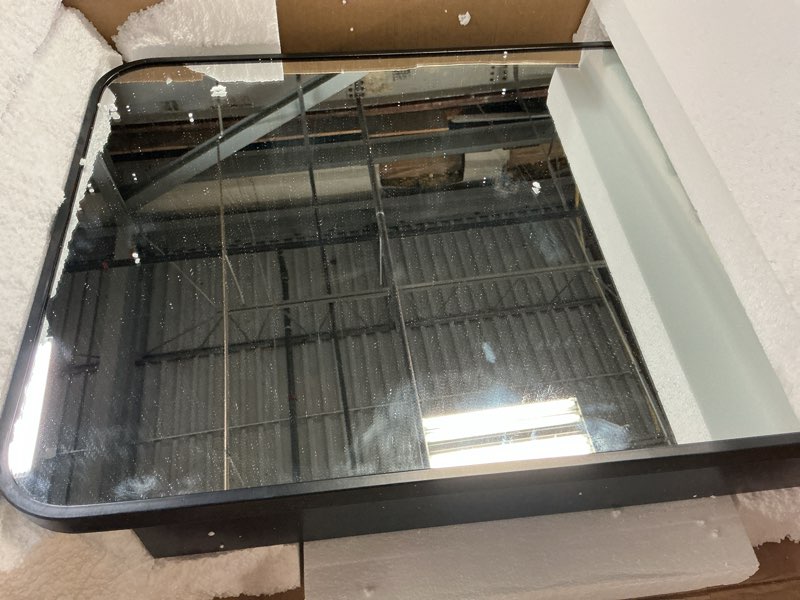 Condition photo showing Good Condition for garnes 16.5 in. w x 24 in. h rectangular recessed or surface mount metal framed medicine cabinet with mirror in black
