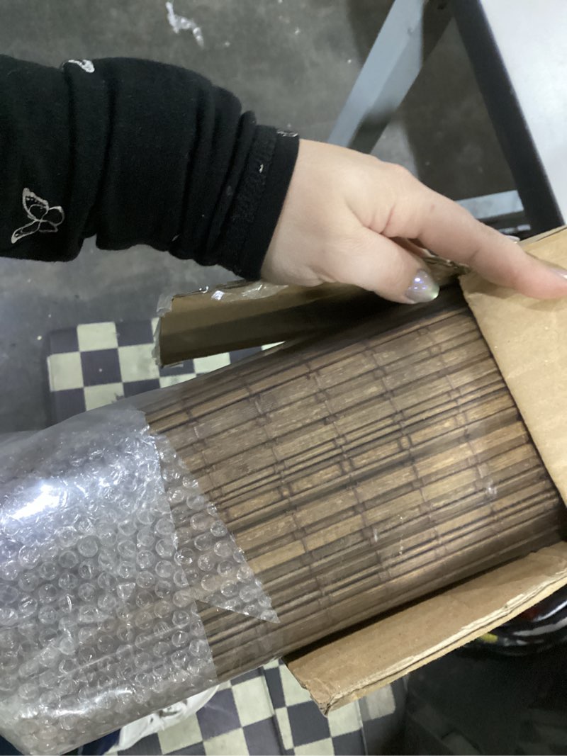 Condition photo showing Good Condition for LazBlinds Cordless Bamboo Roman Shades, Privacy Blinds for Interior Windows, Room Darkening Roll Up Bamboo Blinds for Home & Patio, 35" W x 64" H, Highfield Teak Pricacy - Highfield Teak 35" W x 64" H