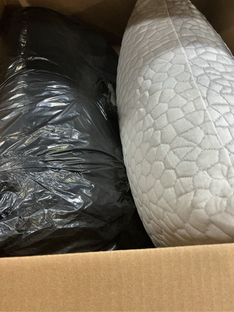 Condition photo showing As Is for Cooling Pillow Queen Size Set of 2, Adjustable Bed Pillows for Sleeping, Luxury Shredded Memory Foam Pillows 2 Pack,Soft Yet Supportive Firm Pillow for Side,Back,Stomach Sleepers,Gifts for Hot Sleeper Queen (2 Count) Original White (Cooling)