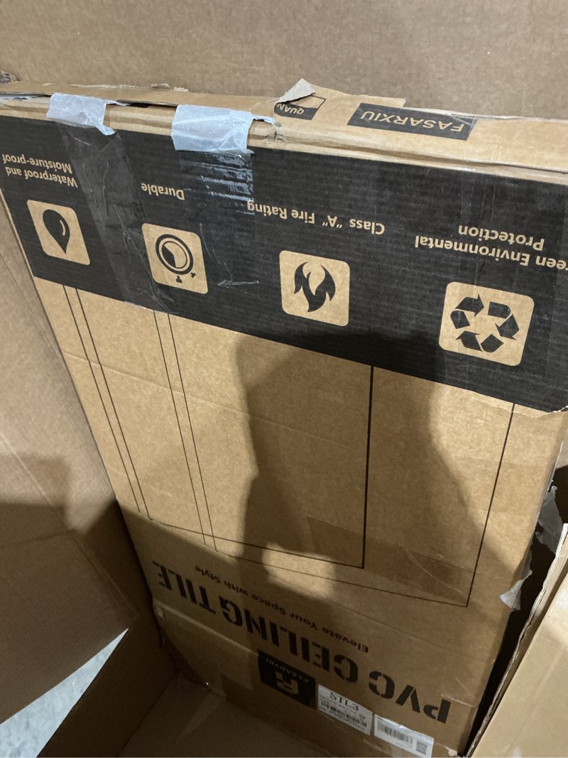 Condition photo showing New/Like New for 24"x48" smooth drop ceiling tiles waterproof high-grade pvc ceiling tiles 2x4 fire-rated - easy drop-in installation - case of 10 (80 sq. ft.) 2ft x 4ft white