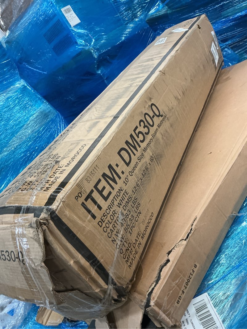 Condition photo showing New/Like New for fdw | 10 inch queen mattress | medium firm | gel memory foam mattress | white | bed in a box, certipur-us certified | pressure relief, cooling ventilated foam | washable removable cover white queen 10 in