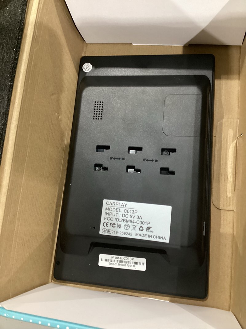 Condition photo showing As Is for 9" upgraded wireless carplay screen for car, built-in apps net-flix youtube tiktok, portable ai magic box for apple car play & android auto screen with hd backup camera, voice assistant , ota updates 9 inch