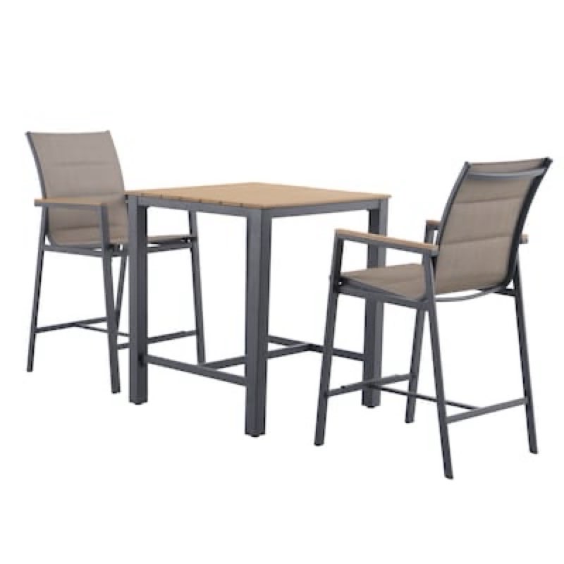 style selections waterline 3 -piece gray balcony height patio dining set steel square table with 2