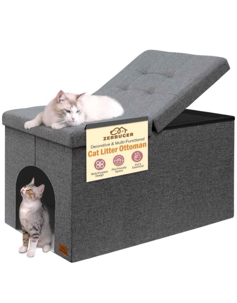 Giantex Cat Litter Box Enclosure - Hidden Cat Litter Box Furniture Ottoman