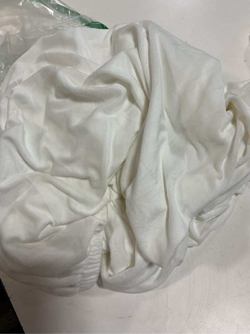 Condition photo showing As Is for DUJUIKE Bed Headboard Cover for Queen, Stretch Bed Head Board Slipcover Covers, Dustproof Protector Velvet Cover for Upholstered Headboard (White, for Queen Headboard (59"-67")) Queen Headboard Length (59"-67") White