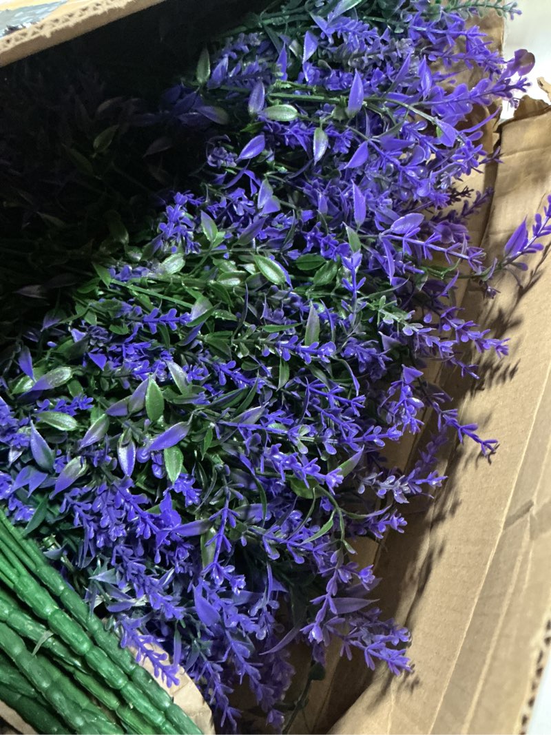 Condition photo showing Good Condition for janinka 80 bundles artificial lavender flowers false outdoor flowers uv resistant plastic artificial plants fake shrubs bouquet greenery bushes for outdoor garden home (purple) purple 80