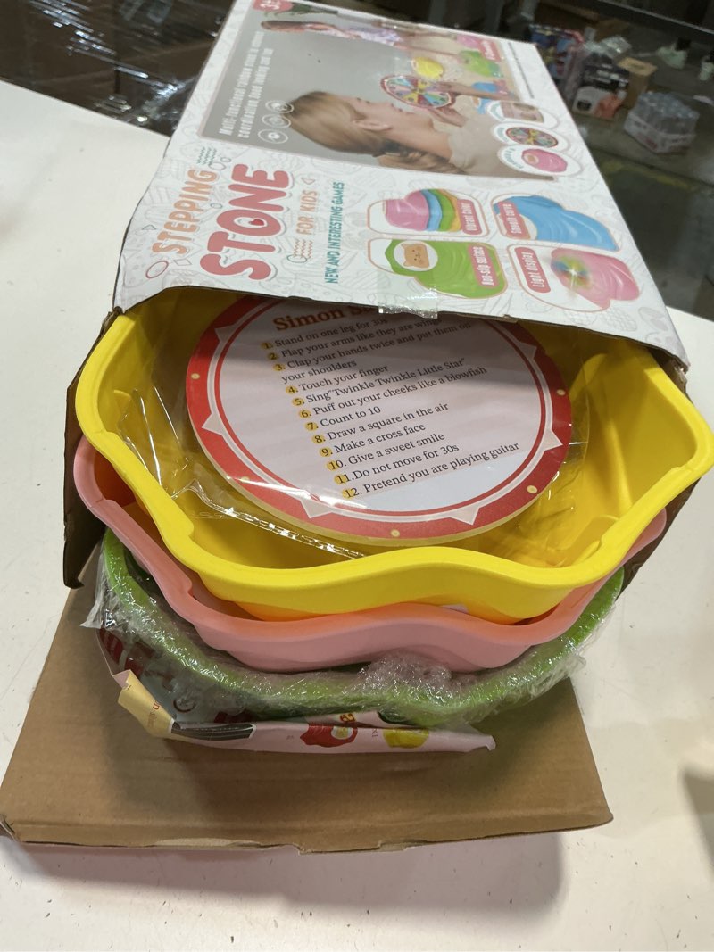 Condition photo showing Good Condition for SS Musical Light Up Stepping Stones for Kids - 6PCS Kids Balance Outdoor Sensory Toys with Batteries, Non-Slip Stones for Sensory Training, a Perfect Christmas or Birthday Gift for Boys & Girls Gray, Blue, Pink, Yellow, Green, Red