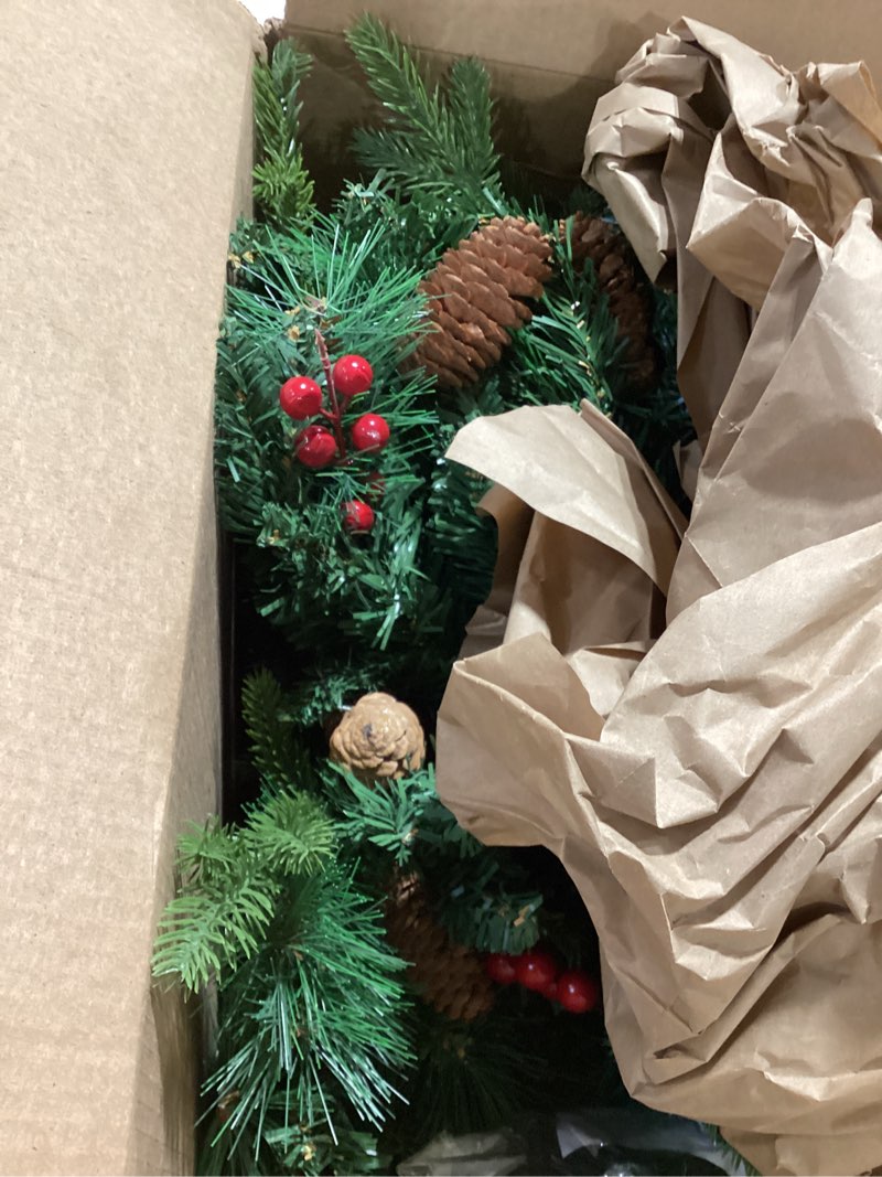 Condition photo showing Good Condition for 2 Pack 24" Lighted Outdoor Christmas Tree Urn Fillers with Timer 8 Mode Warm & Colorful Light Red Berries Pine Cones Battery Operated Tripod Stake Outdoor Light Up Planter Filler Porch Holiday Decor