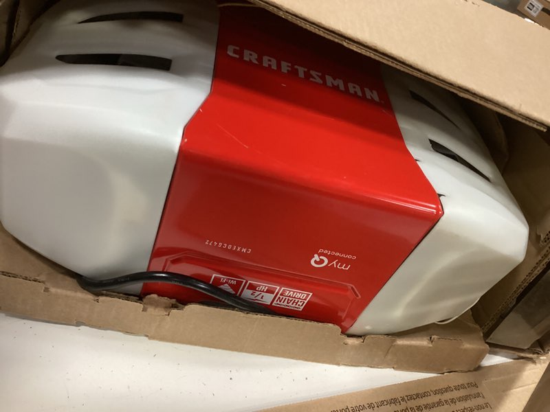 Condition photo showing Good Condition for craftsman 1/2 hp smart garage door opener - myq smartphone controlled - chain drive, wireless keypad included, model cmxeocg472, red cmxeocg472 garage door opener