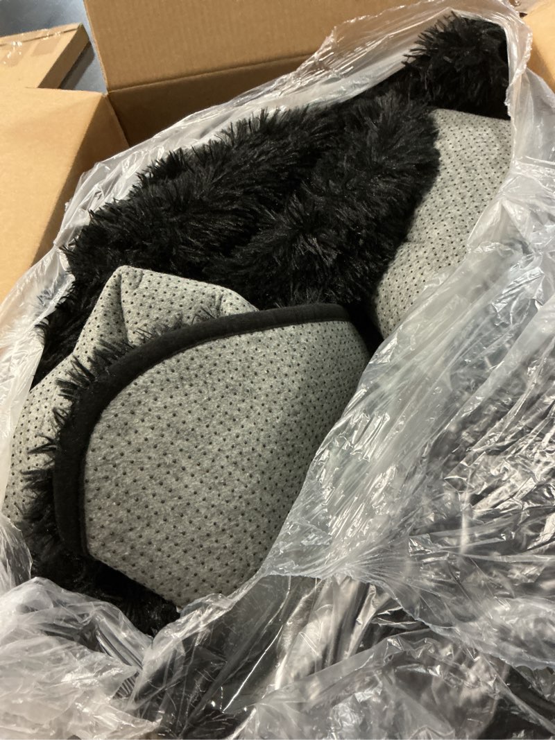 Condition photo showing As Is for 8x10 area rug for living room:ultra soft fluffy shag black rugs,large fuzzy plush indoor non slip carpet washable rug for bedroom kids nursery office dorm modern decor(black)