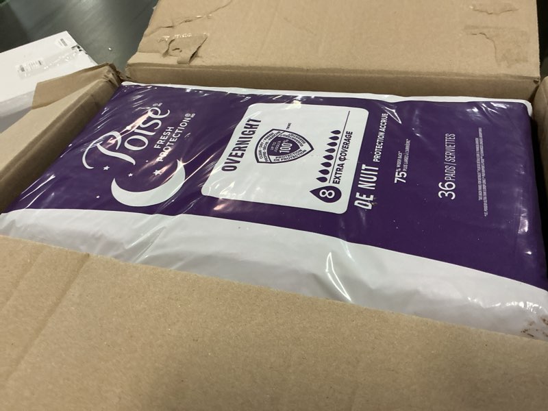 Condition photo showing Good Condition for poise overnight incontinence & postpartum pads for bladder leaks, 8 drop extra coverage, 72 count (2 packs of 36), packaging may vary long 72