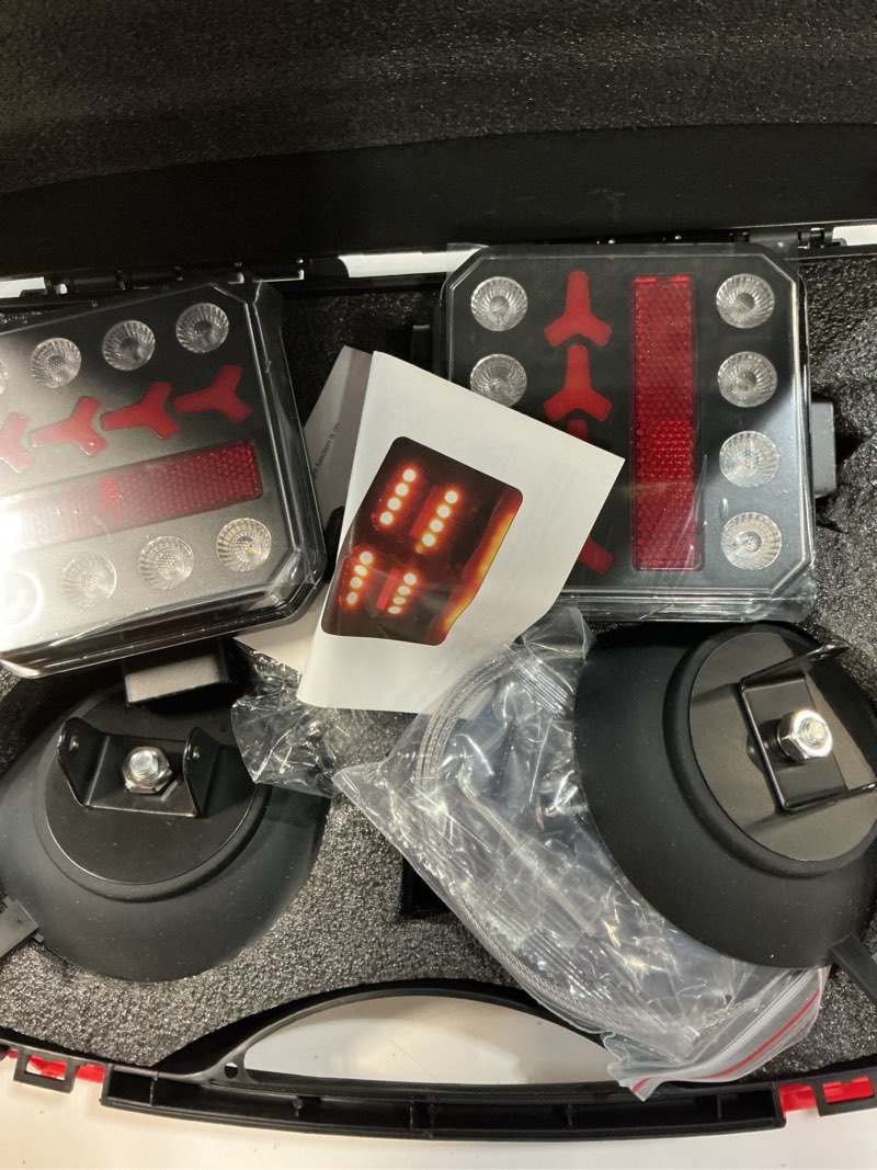 Condition photo showing Good Condition for wireless bluetooth magnetic trailer lights, fast charging led trailer light kit, ip65 waterproof,10h battery, 100ft range for trailer,truck, rv, camper,boat – brake,turn,reverse & hazard safety lights black