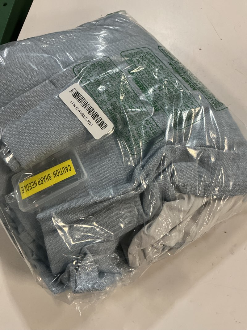 Condition photo showing Good Condition for Pinch Pleated Blackout Curtain Panels with Full Blackout Liner Linen Texture Window Treatment Sets with Back Tab for Living Room Bedroom Thermal Insulated Drape with 9 Hooks, 40"x95"x2, Dusty Blue 40"W x 95"L (Pack of 2) Dusty Blue