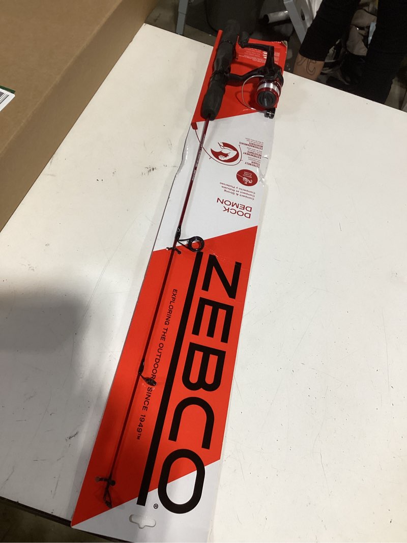 Condition photo showing New/Like New for zebco dock demon spinning reel or spincast reel and fishing rod combo, 30-inch durable fiberglass rod, quickset anti-reverse fishing reel combo spinning reel - red