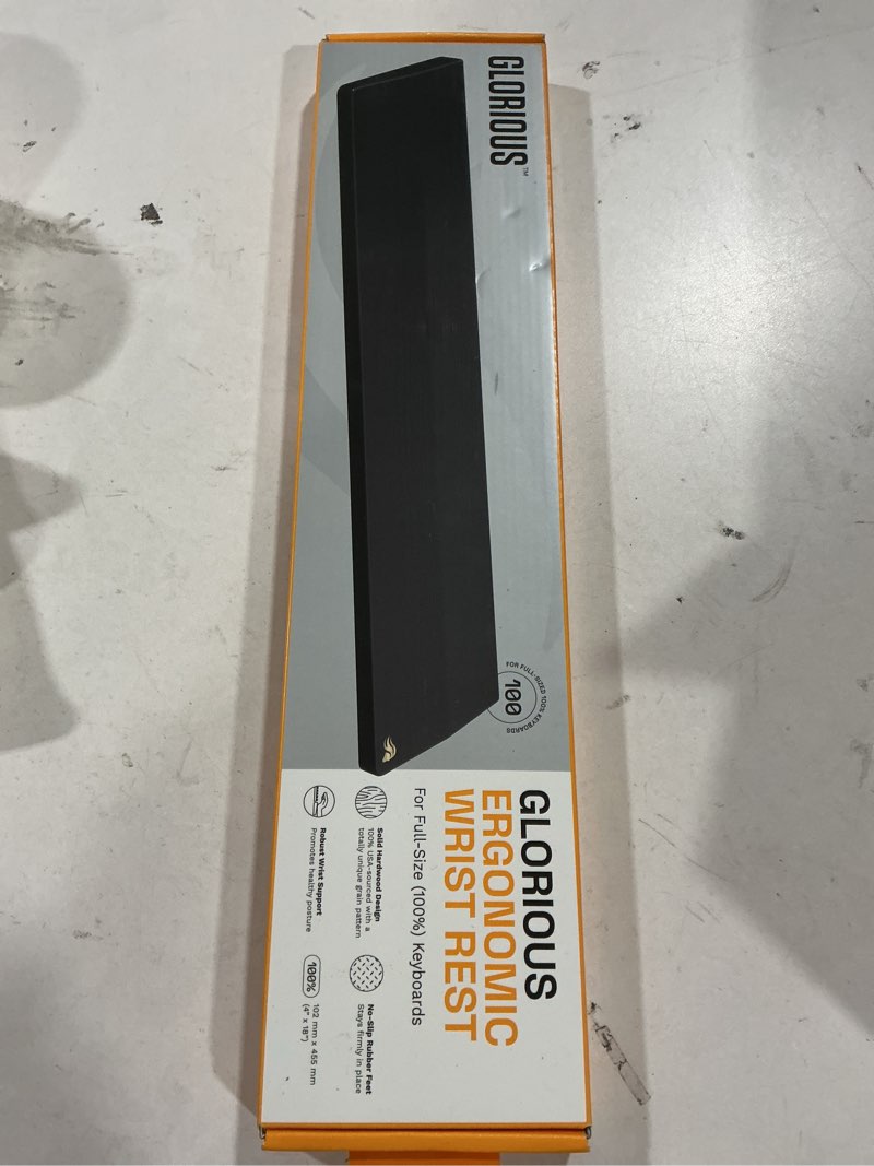 Condition photo showing As Is for Glorious Gaming Wooden Keyboard Wrist Rest (Full Size) - White Ash Wood, Medium-Coarse Grain, Smooth Surface, Sweat & Oil Resistant, Easy Clean, Anti-Slip Rubber Base, 430 x 100 x 19mm - Onyx