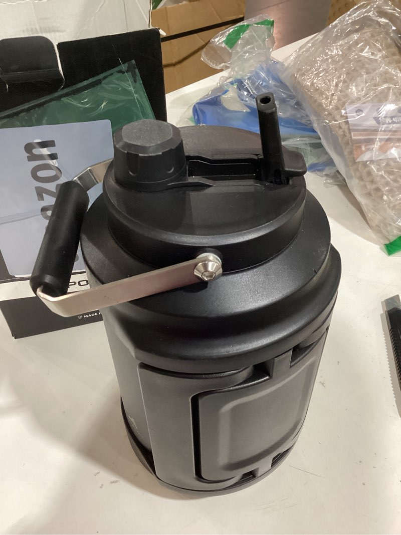 Condition photo showing As Is for 1 gallon insulated water bottle for travel: 2-in-1 straw spout lid, dual handle, leakproof, keep cold 48h, 128oz stainless steel water jug for gym, biking, road trip, work, home, picnic (midnight) midnight 128 ounces