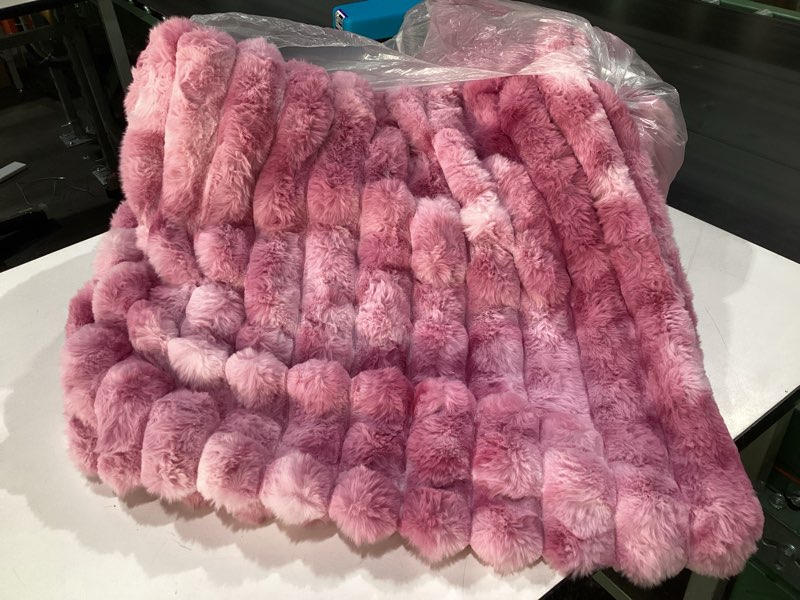 Condition photo showing item condition for (similar to stock photos)bedsure gentlesoft fluffy pink bubble blanket, fuzzy soft faux fur throw blanket for couch, faux fur decor gifts for teenage girls, thick warm furry cozy gifts for women, tie-dye pink, 50x60 inch 03 tie-dye pink throw(50\" x 60\")