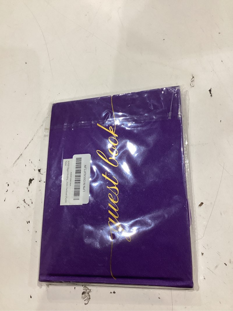 Condition photo showing New/Like New for elegant wedding guest book - perfect for wedding receptions, baby showers, birthdays and special events - polaroid guest book with 110 lined pages for sign-in and photos -hardcover (purple)