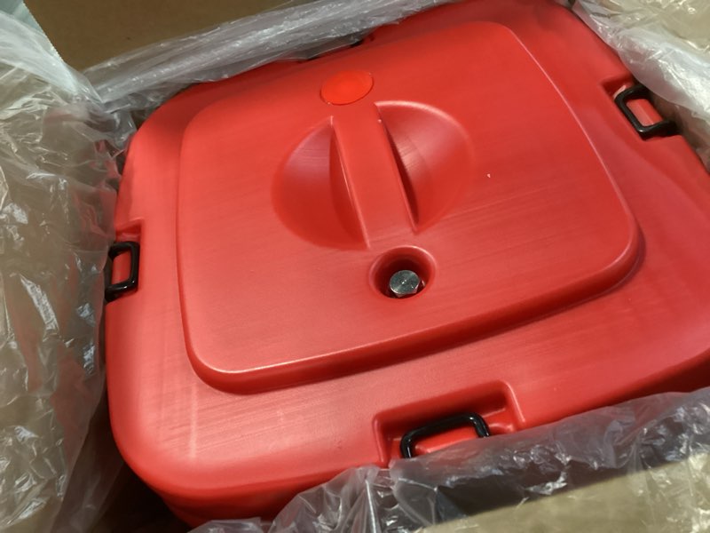 Condition photo showing Good Condition for insulated soup container commercial food warmer for hot or cold food, 2.5 gallon hot box for catering, food cooler with 4 buckles, handles, & spoon, soup carrier for restaurant, canteen, home