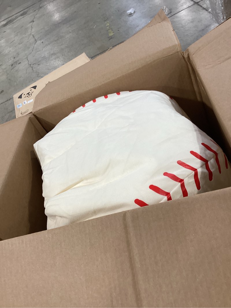 Condition photo showing Good Condition for big joe sports ball bean bag chair for kids, baseball plush, ultra-soft lightweight polyester blend, 2.5 foot refillable baseball single sports balls